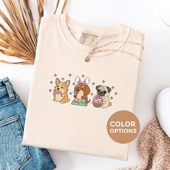 Tops - Easter Dog Shirt, Cute Easter Tee, Dog Lover Gift